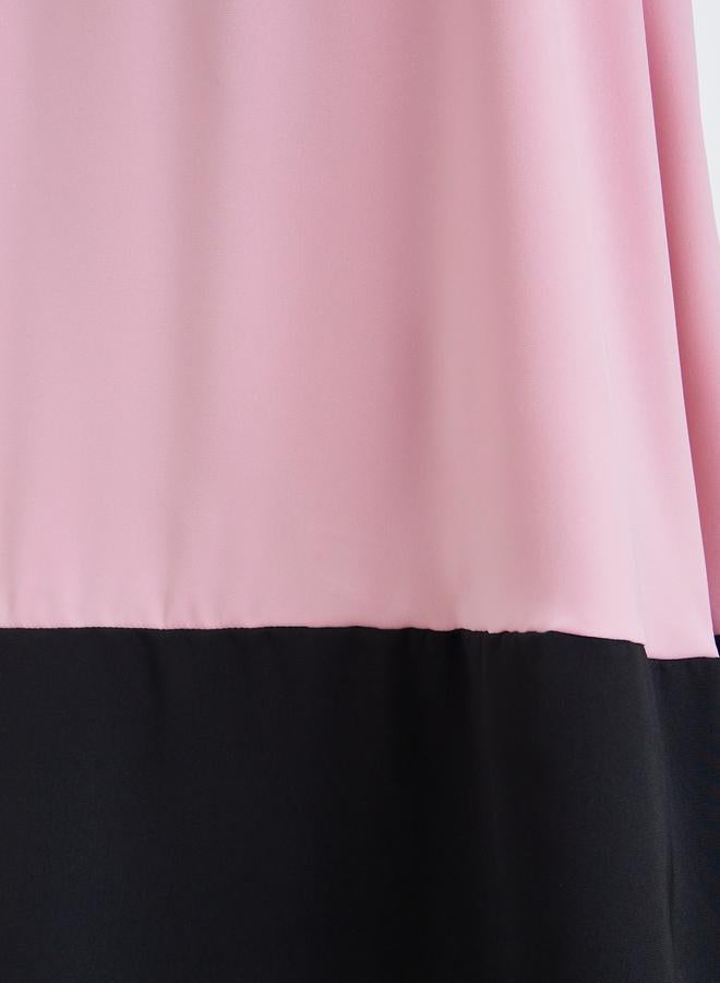 Styli Women Contrast Hem Color Block Maxi Skirt - Image 3